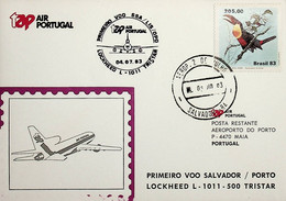 1983 Brasil 1º Voo TAP Salvador - Lisboa - Porto Em L-1011-500 Tristar (Ligação Entre Salvador E O Porto) - Airmail
