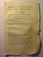 BULLETIN DES LOIS N°194 De 1818 - CIRCULATION DES FROMAGES DOUBS JURA NANTUA AIN - Décrets & Lois