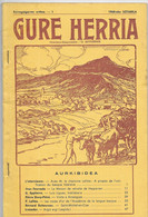 Revue GURE HERRIA - N°1/1968 <  LUIS LIGUEX, KOBLAKARIA // ARCANGUES // ARGIZ ARGI /Scan Sommaire - Baskenland