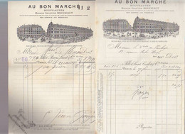 Magasins Du Bon Marché Paris, Anc Maison Boucicot / Lot De 2 Factures - 1900 – 1949