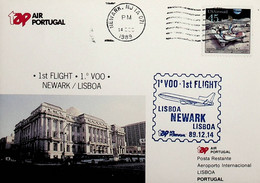 1989 United States 1st TAP Flight Lisbon - Newark - Lisbon (Link Between Newark And Lisbon) - 3c. 1961-... Cartas & Documentos