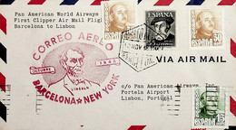 1948 Spain 1st Airmail Barcelona - New York - Brieven En Documenten