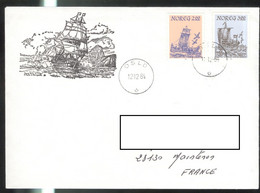 Lettre Norvège Vers France 1984 - Thème Voiliers / Sailboat - Lettres & Documents
