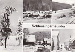 AK Schleusingerneundorf - Mehrbildkarte - Winter - Werbestempel Suhl  1986 (52563) - Schleusingen