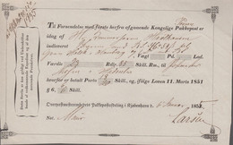 1855. DANMARK. Postkvittering (postal Receipt) For Two Value Parcels/letters To Hambu... () - JF410165 - Lettres & Documents