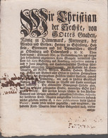 1740. DANMARK. Beautiful Königlich PLACAT,Friederichsburg, Den 17 Sept. 1740. Content... () - JF410166 - ...-1851 Prephilately
