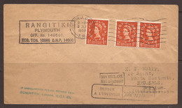 GREAT BRITAIN / NEW ZEALAND/ BELGIUM. QE2. 1959. RANGITIKI- PASSENGER / CARGO LINER. RETURNED COVER. - Covers & Documents