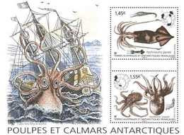 2020-01- TAAF- FSAT- Stamps Face Value Price  BF OCTOPUS AND CALAMARS   2V      MNH** - Faune Antarctique