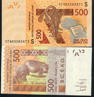 W.A.S. LETTER S = GUINEA BISSAU P919Sh  500 Francs (20)17  UNC. - Stati Dell'Africa Occidentale