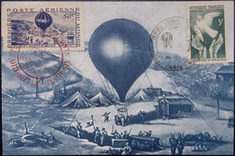 Rare. Carte Ballon Monté, Numéroté Au Dos, Cachet Provisoire Rouge Sur Vignette P.P.A. + Cachet Noir 23.09.1946 PARIS - Other & Unclassified