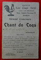 Carte Concours De Chants De Coq 1907 / Les Coqs Gris Namur - Altri & Non Classificati