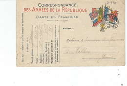 Carte Correspondance Des Armées De La République (14/18) ,carte En Franchise  09/01/1915 - FM-Karten (Militärpost)