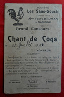 Carte Concours De Chants De Coq 1907 / Les Sans-Soucis Naninne - Altri & Non Classificati