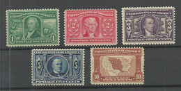 USA 1904 Michel 154 - 158 * Louisiana-Ausstellung Exhibition Presidents - Unused Stamps