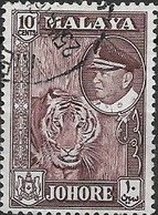 JOHORE 1960 Tiger - 10c - Purple FU - Johore