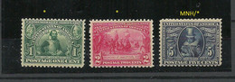 USA 1907 Michel 159 - 161 MH/MNH Dark Color Shade Jamestown-Ausstellung Hampton Roads - Unused Stamps