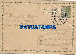 146658 CZECH REPUBLIC BYSTRICE U BENESOVA YEAR 1940 CIRCULATED TO PRAHA BREAK POSTAL STATIONERY POSTCARD - Sin Clasificación