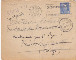 21556# GANDON LETTRE Obl LYON GARE RHONE 1947 MONACO PRINCIPAUTE Puis ST LIGIER ARIEGE - Lettres & Documents