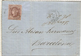 ISABEL II 1863 AGUILAS MURCIA  A BARCELONA ENVUELTA - Other & Unclassified