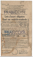 Carte D'assuré Obligatoire. Manufacture Nationale De Machines à Coudre. Doblusteine Elise 1941-1942 - Banque & Assurance