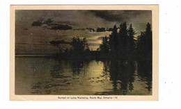 NORTH BAY, Ontario, Canada, Sunset On Lake Nipissing, 1939 PECO WB Postcard, Nipissing County - North Bay