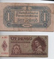 4 Billets Hongrie : 1 ( 1944 ) , 5 ( 1939 ) , 10 ( 1936 ) , 20 ( 1941 ) - Hongrie