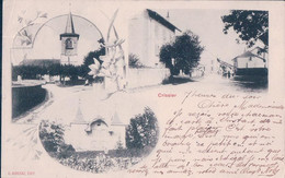 Crissier VD, Rue Animée Et Eglise (18.9.1901) Pli D'angle - Crissier