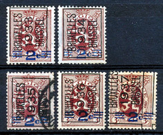 BELGIE - Preo Nr 259+272+288++299+318 A - TYPO-PRECANCELS - (ref. 3673) - Typo Precancels 1929-37 (Heraldic Lion)
