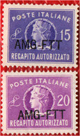 TRIESTE - AMGFTT - 1949 - 15-20 LIRE SOVRASTAMPA SU UNA RIGA - MNH - Fiscales