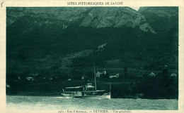 VEYRIER Lac D'Annecy Vue Général Et Bateau "vapeur"  CPA 74 Haute Savoie Sites Pittoresques De Savoie Ed Pariot - Veyrier