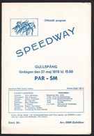 Speedway , Gullspang 27.05.1978 , Sweden , Rennprogramm , Rennprogramm , Program - Motos