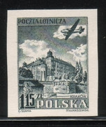 POLAND SLANIA RARE 1954 AIRMAIL PLANE & CASTLE BLACK PROOF Airplanes Architecture - Otros & Sin Clasificación