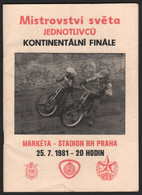 Speedway Prag , WM 1981 , Finale , Programmheft , Rennprogramm , Program - Motos