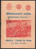 Speedway Prag , WM 1982 , Mit Autogrammen Programmheft , Rennprogramm , Program - Motos