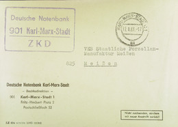 Fern-Brf Mit ZKD-Kastenstpl "Deutsche Notenbank 901 Karl-Marx-Stadt" Vom 12.8.66 An VEB Porzellanmanufaktur Meißen - Covers & Documents