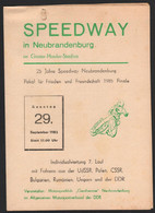 Speedway Neubrandenburg , 29.09.1985 , 7 Nationen , Programmheft Rennprogramm - Motos