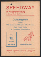 Speedway Neubrandenburg 12.05.1989 Praha , Pardubice Programmheft , Rennprogramm - Motos