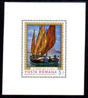 ROMANIA 1971 Marine Paintings Block MNH / **.  Michel Block 90 - Blocs-feuillets