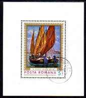 ROMANIA 1971 Marine Paintings Block Used.  Michel Block 90 - Blokken & Velletjes