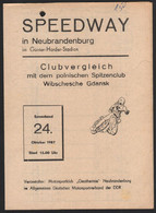 Speedway Neubrandenburg , 24.10.1987 , Gdansk , Programmheft Rennprogramm - Motos