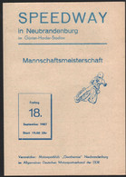 Speedway Neubrandenburg , 18.09.1987 , DM Mannschaft , Programmheft Rennprogramm - Motos