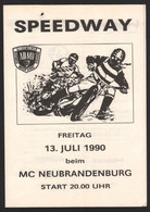 Speedway Neubrandenburg ,13.07.1990, DK , Rus , S , CZ Programmheft Rennprogramm Programm - Motos