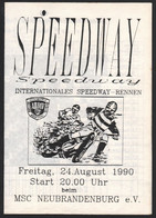 Speedway Neubrandenburg , 24.08.1990 , Teterow , Lulu Programmheft Rennprogramm Programm - Motos