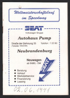 Speedway Neubrandenburg , 2.06.1991, Weltmeisterschaft Programmheft Rennprogramm Programm - Motos