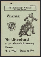 Speedway Wolfslake , 16.08.1987 , CSSR Ungarn Programmheft Programm Rennprogramm - Motos