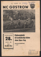 Speedway Güstrow 28.03.1987 Roter Stern Prag Programmheft Programm Rennprogramm - Motos