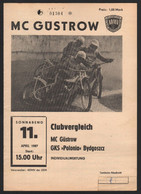 Speedway Güstrow 11.04.1987 Bydgoszcz Programmheft Programm Rennprogramm - Motos