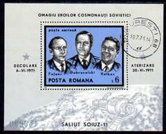 ROMANIA 1971 Death Of Astronauts  Block  Used.   Michel Block 85 - Blocks & Kleinbögen