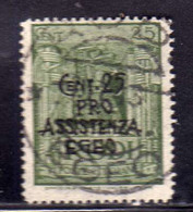 EGEO 1943  PRO ASSISTENZA EGEO  CENT. 25 + 25C USATO USED OBLITERE' - Egeo (Occup. Tedesca)