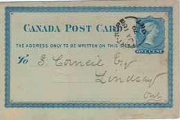 Ganzsache Port Hope Ontario 1879 - Victoria - Brieven En Documenten